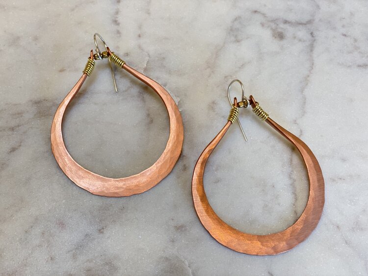 Red Bench Earrings Hammered Drop