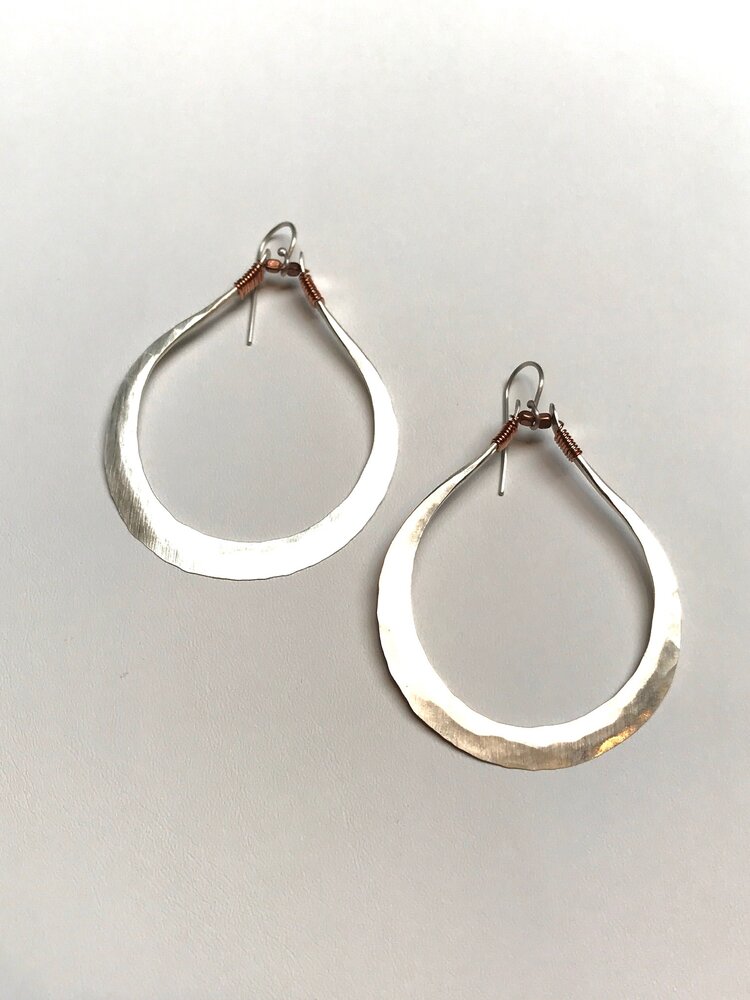 Red Bench Earrings Hammered Drop