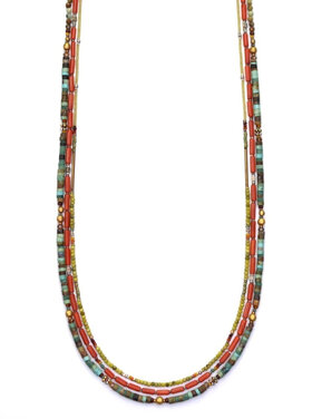 Chipita Necklace 30" SS, Bronze, Copper, Turquoise