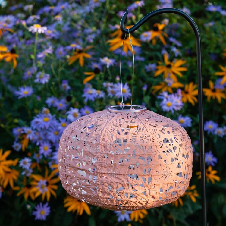 Soji Square Sunflower Clay Solar Lantern