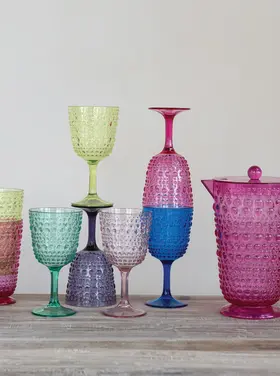 Creative Co-Op Footed Pitcher w Lid & Raised Dots