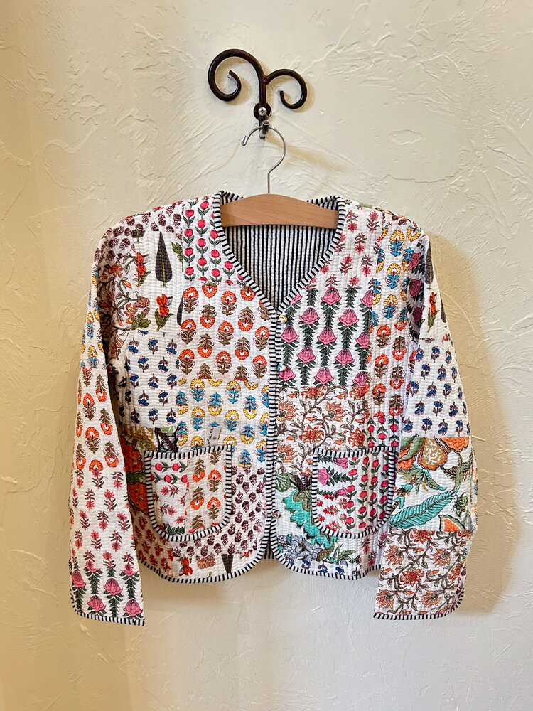 Quilted Cotton Patch Jacket White