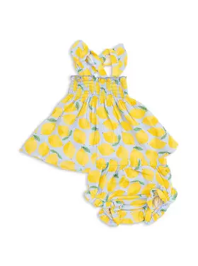 Angel Dear Sunny Lemons Ruffle Strap Smocked Top And Diaper Cover