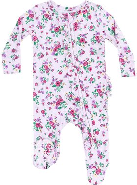 Angel Dear Preppy Roses 2 Way Ruffle Zipper Footie