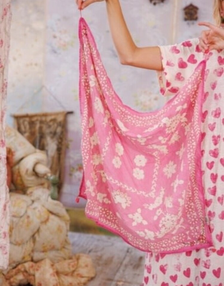 Magnolia Pearl Emb Drori Tassel Scarf Roza