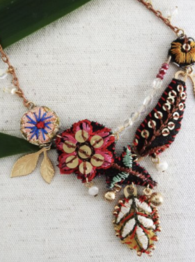 Ayala Bar/ IsArt Embroidered Garden Necklace