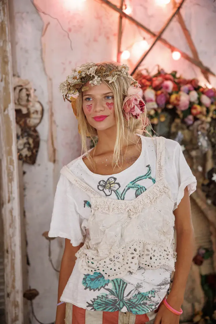 Magnolia Pearl Olive Eyelet Ruffle Cami Moonlight