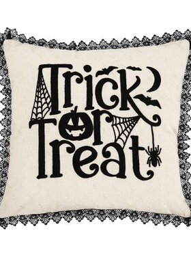 Trick Treat Black White Pillow