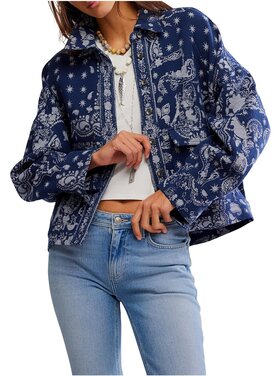 Free People Bandana Jacquard Shirt