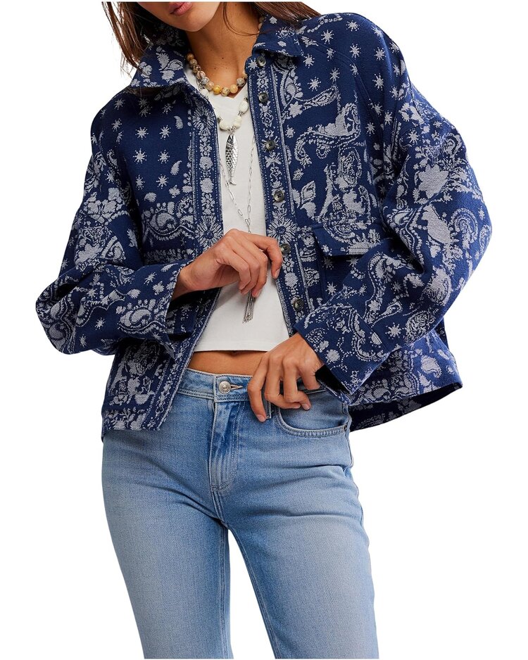 Free People Bandana Jacquard Shirt