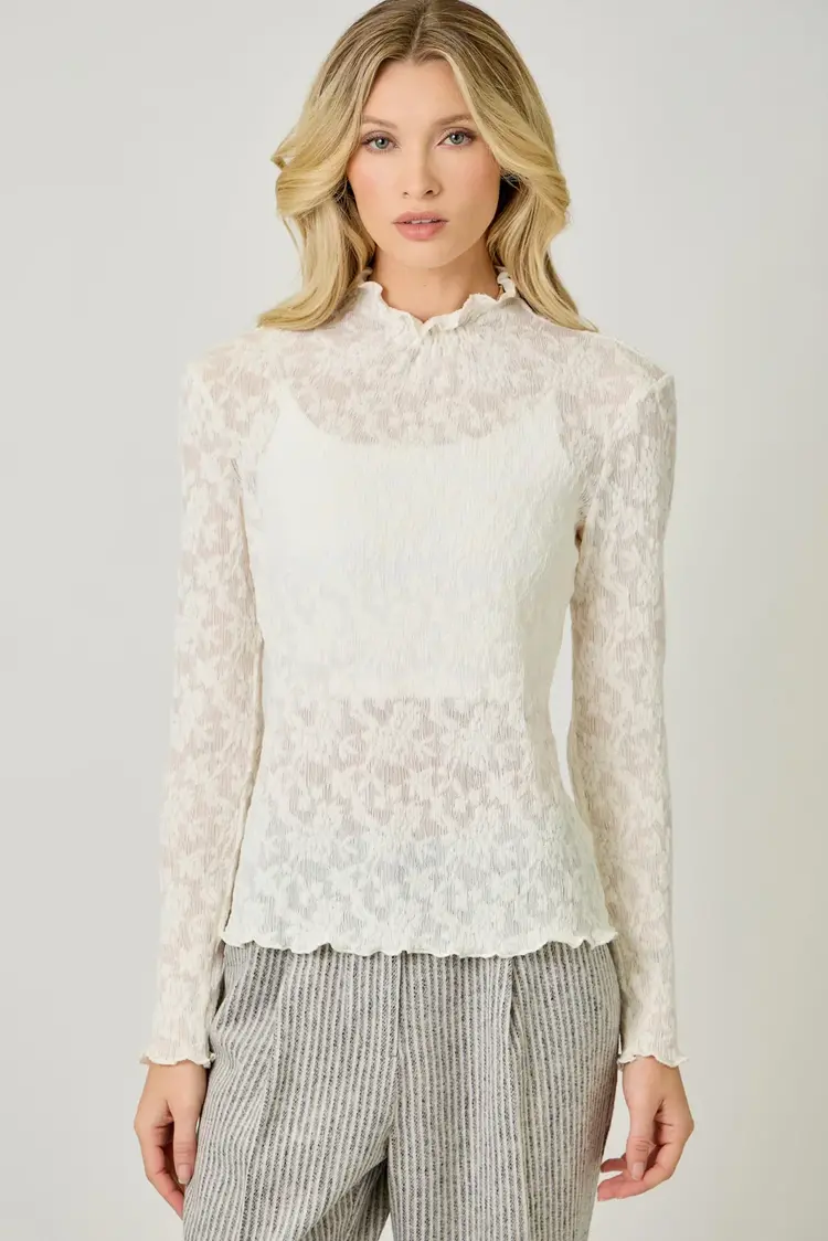 Mystree Lettuce Edge Knit Top