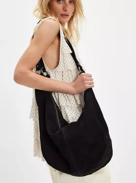 Free People Roma Suede Tote Black