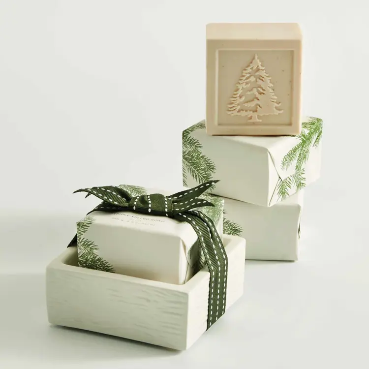 Thymes Frasier Fir Bar Soap & Dish Set