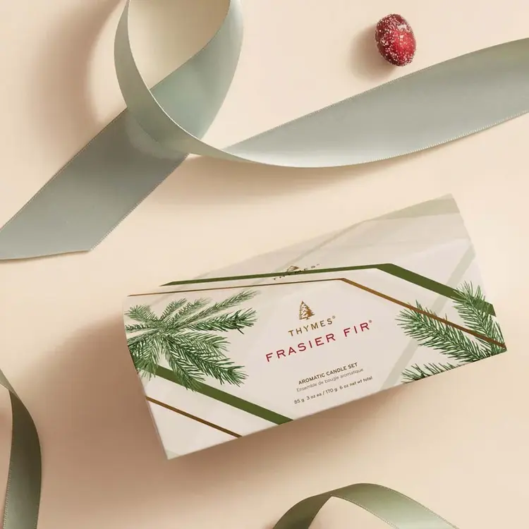 Thymes FFr Frosted Plaid Candle Set