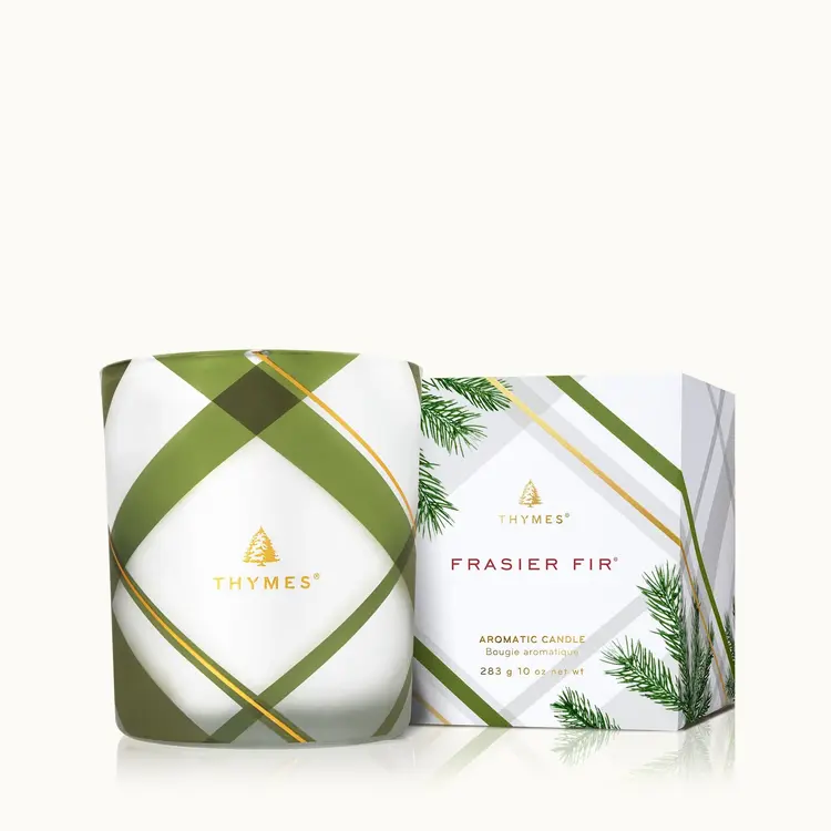 Thymes FFr Medium Frosted Plaid Candle