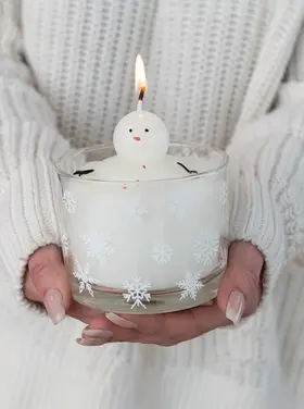 Creative Co-Op Melting Snowman Candle