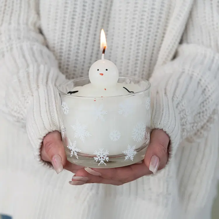 Creative Co-Op Melting Snowman Candle