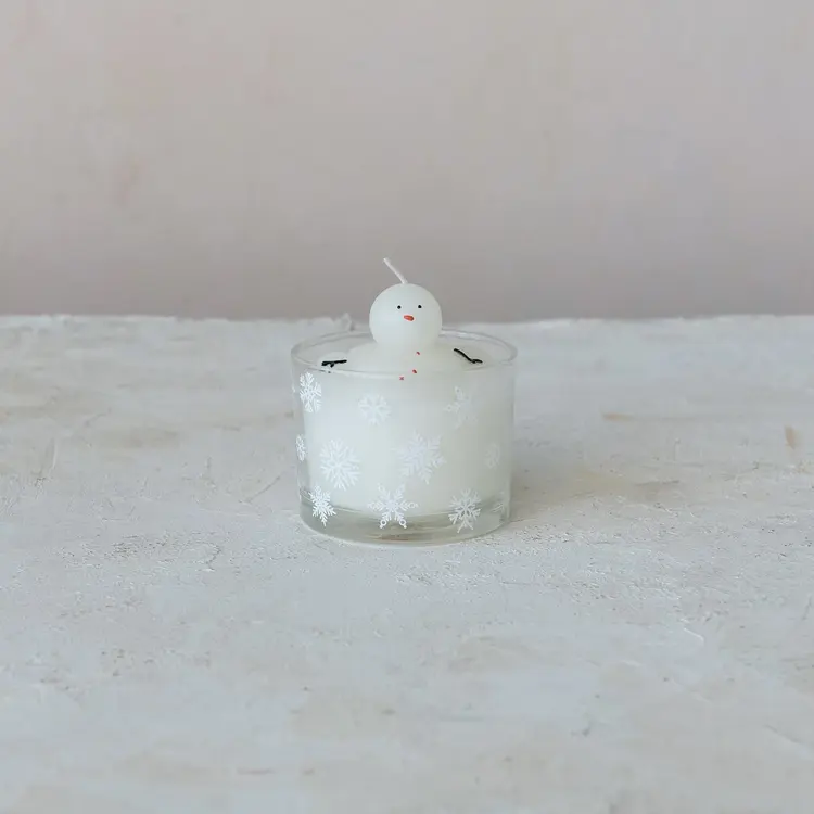 Creative Co-Op Melting Snowman Candle