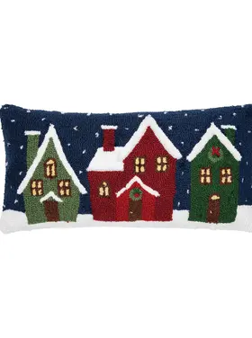 Winter Village Hooked Pillow