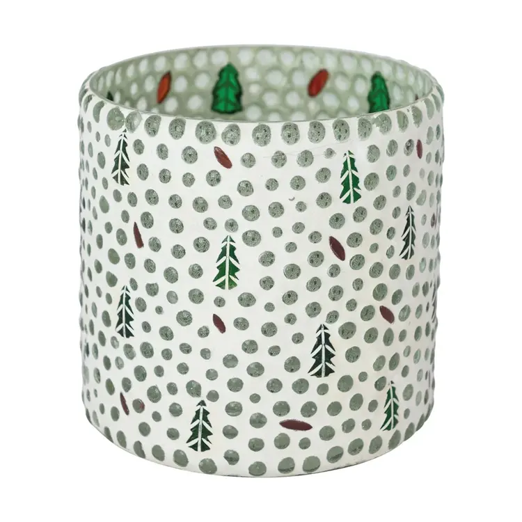 Creative Co-Op Glass Mosaic Tealight/Votive Holder with Trees
