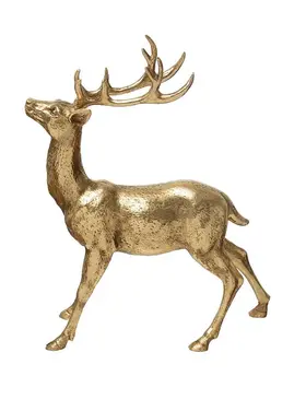 Creative Co-Op Resin Standing Deer, Gold Finish