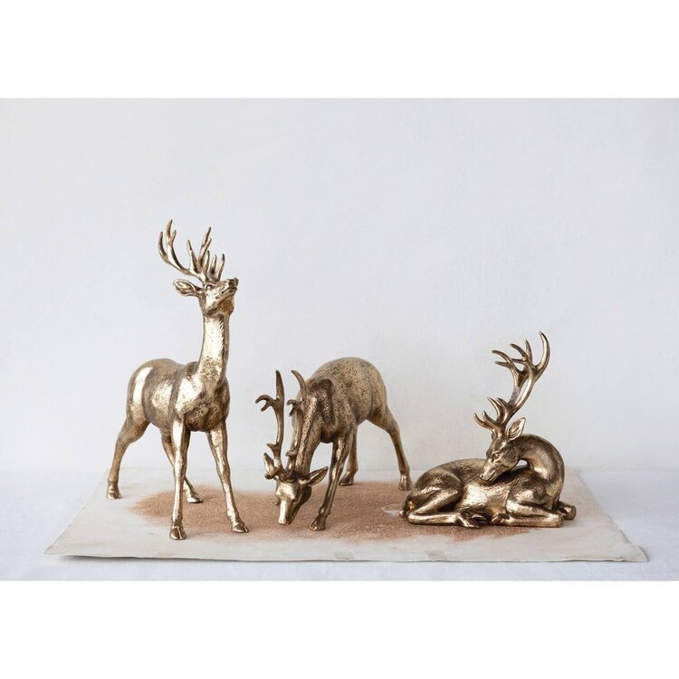 Creative Co-Op Resin Standing Deer, Gold Finish