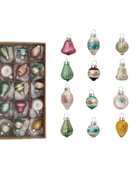 Creative Co-Op Hand Painted Glass Ornaments Box Set 20