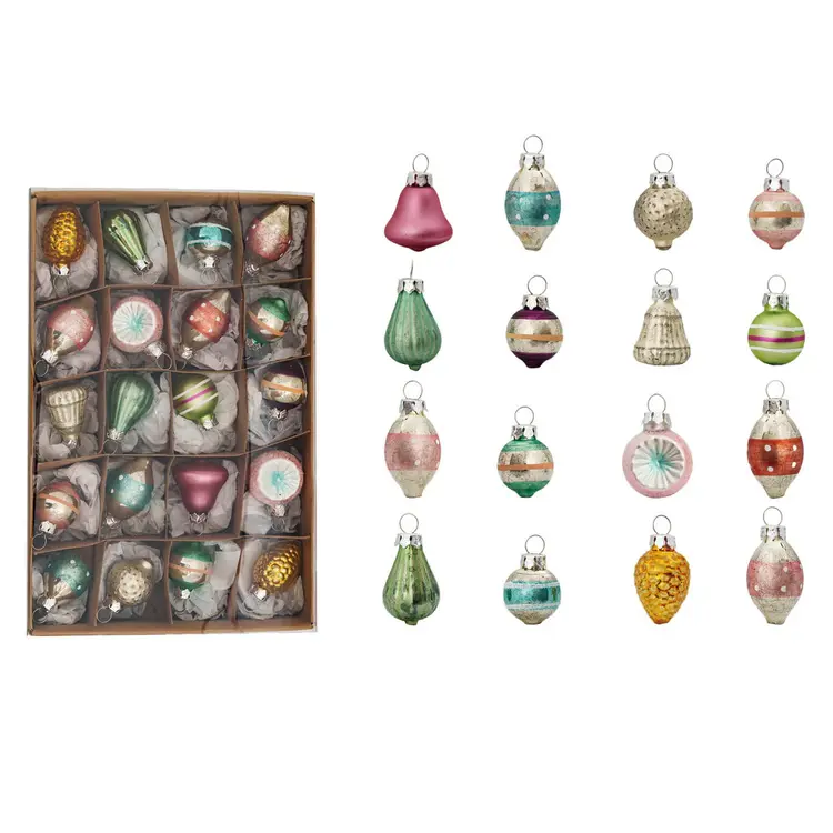Creative Co-Op Hand Painted Glass Ornaments Box Set 20