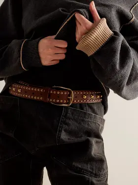 Free People WTF Sola Stud Belt Cognac Extra Small/Small