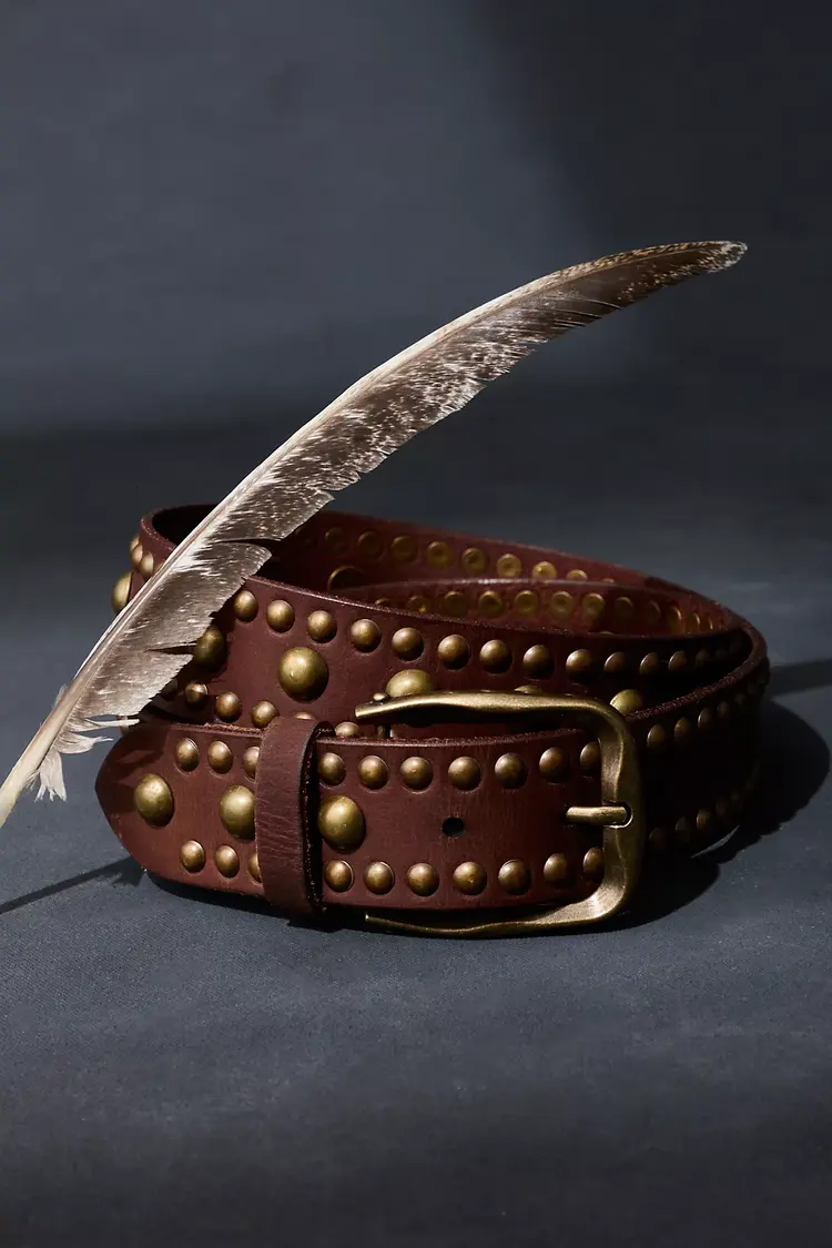 Free People WTF Sola Stud Belt Cognac Extra Small/Small