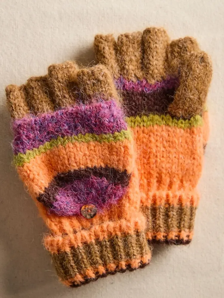 Free People Super Stripe Gloves Hot Coral