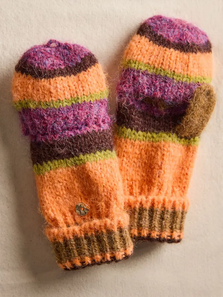 Free People Super Stripe Gloves Hot Coral