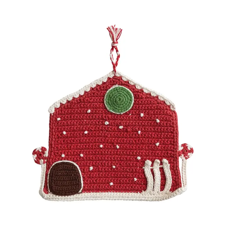 Creative Co-Op Crocheted House Shaped Pot Holder, Multi Color