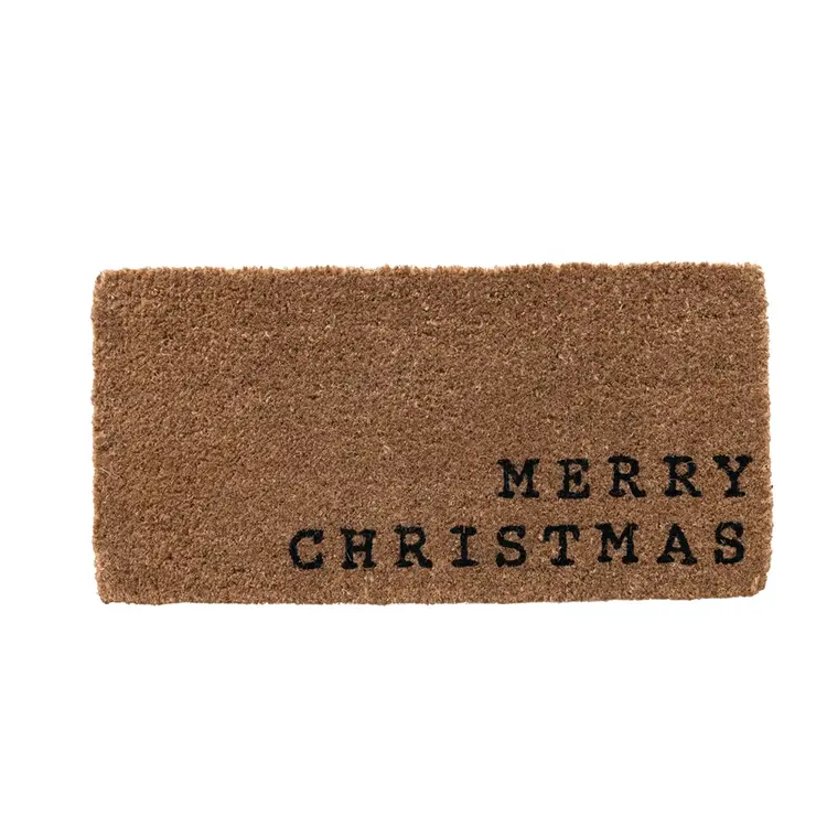 Creative Co-Op Doormat "Merry Christmas", Black