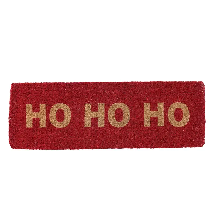 Creative Co-Op Double Doormat "HO HO HO", Red