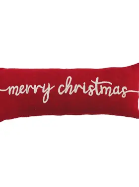 Creative Co-Op Lumbar Pillow with Tassels & Embroidered "Merry Christmas"