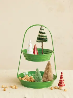 Creative Co-Op Metal 2 Tiered Green