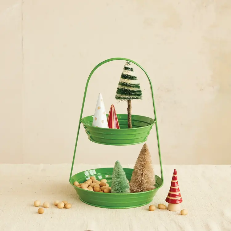 Creative Co-Op Metal 2 Tiered Green