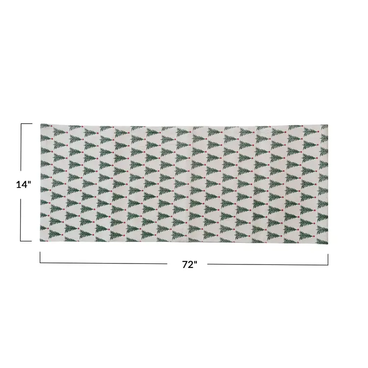 Creative Co-Op Printed Table Runner w/ Christmas Tree Pattern