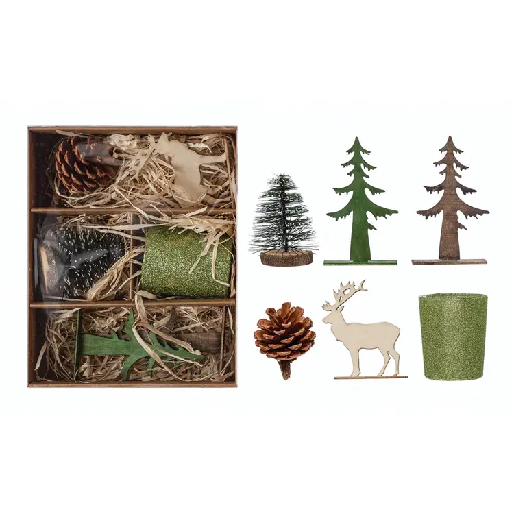 Creative Co-Op S/6 Candle Garden Kit w Bottle Brush Trees