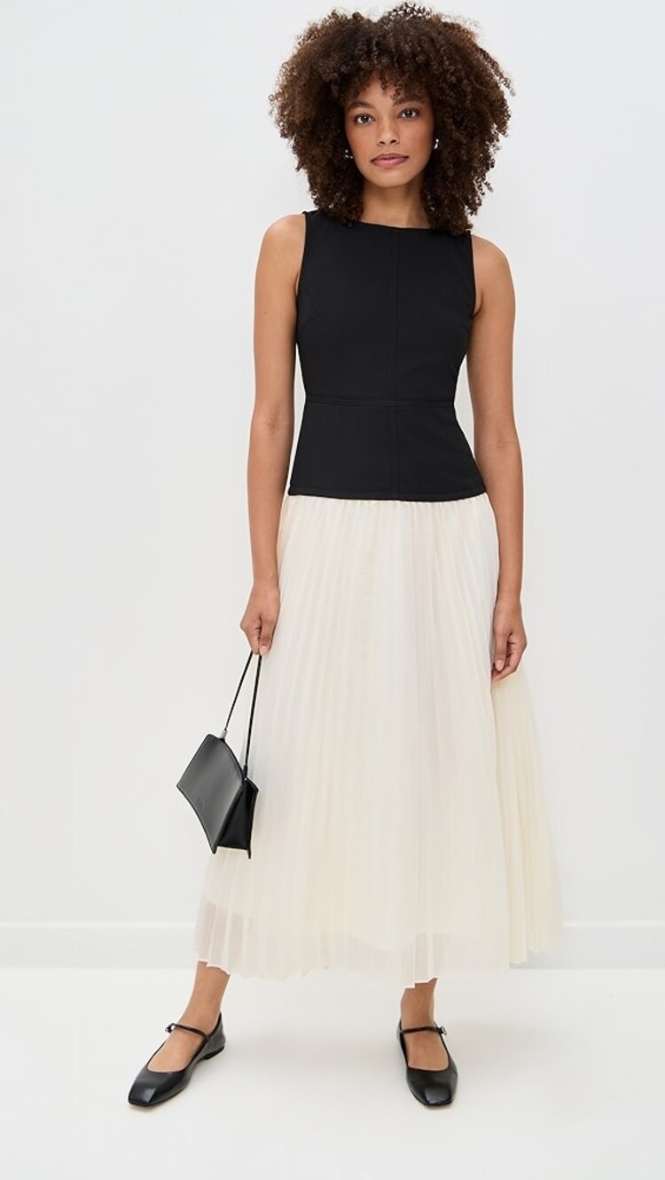 Moon River Sleeveless Drop Waist Midi Dress