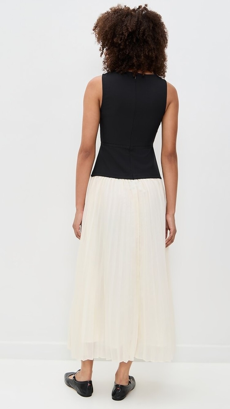 Moon River Sleeveless Drop Waist Midi Dress