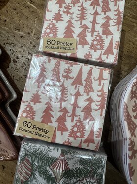 Creative Co-Op 4" Sq Paper Cocktail Napkins Pink