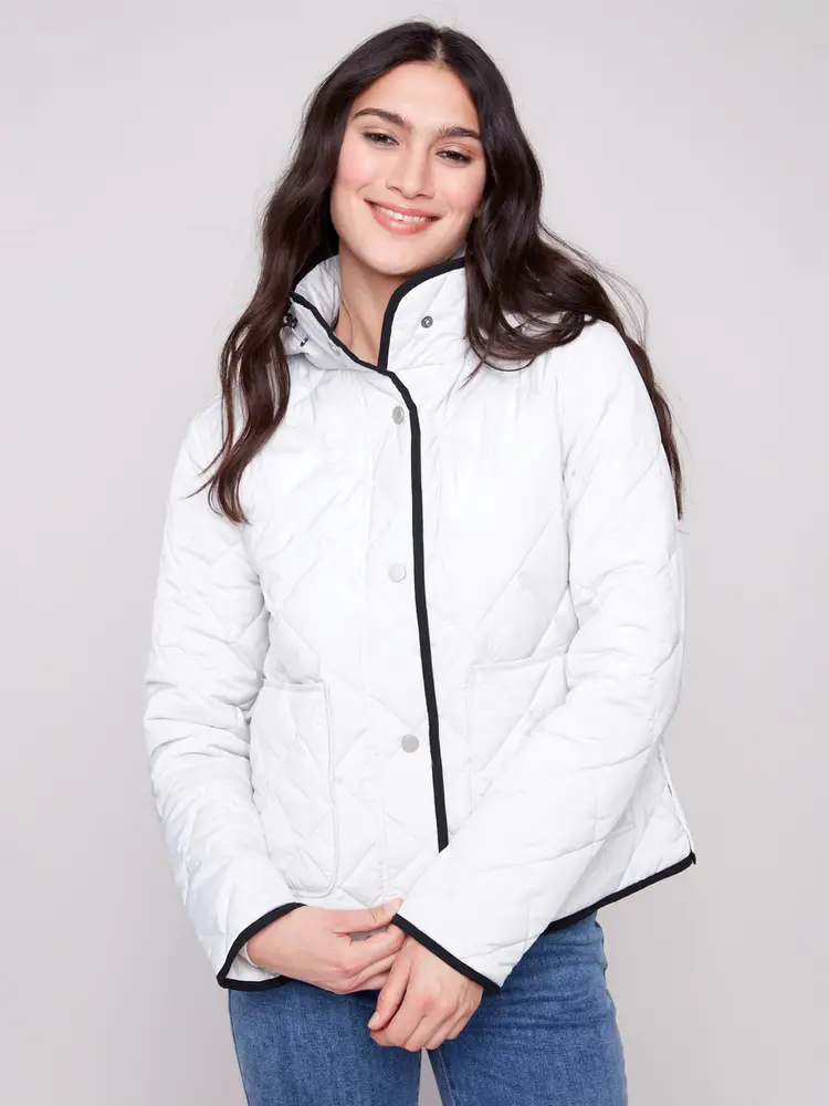 Charlie B Quilted Puffer Jacket With Removable Hood