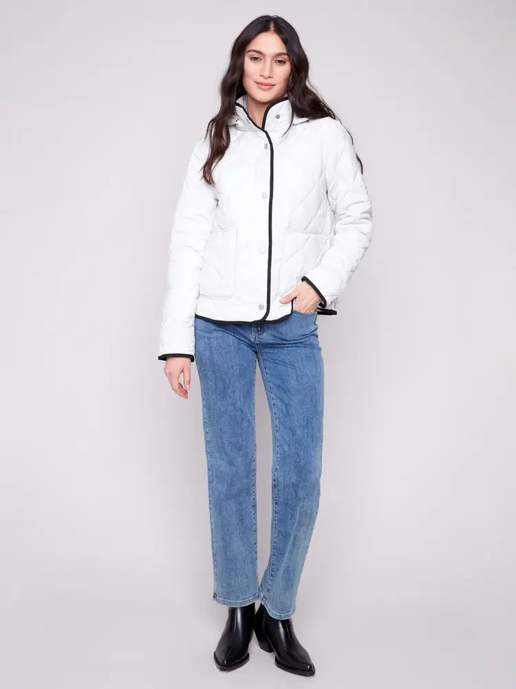 Charlie B Quilted Puffer Jacket With Removable Hood