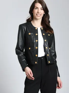 Leather Jacket w/Buttons