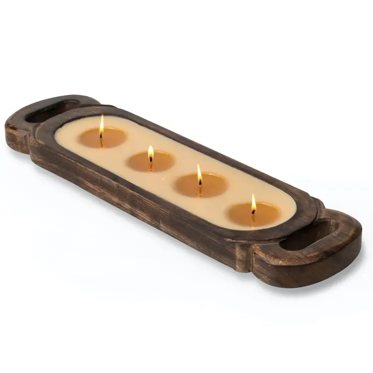 Himalayan Trading Post Wooden Candle Tray Med Grapefruit Pin