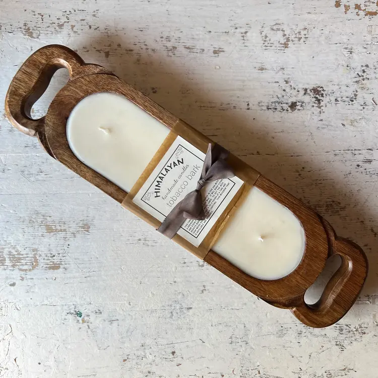 Himalayan Trading Post Wooden Candle Tray Med Tobacco Bark