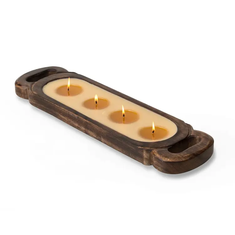Himalayan Trading Post Wooden Candle Tray Med Tobacco Bark