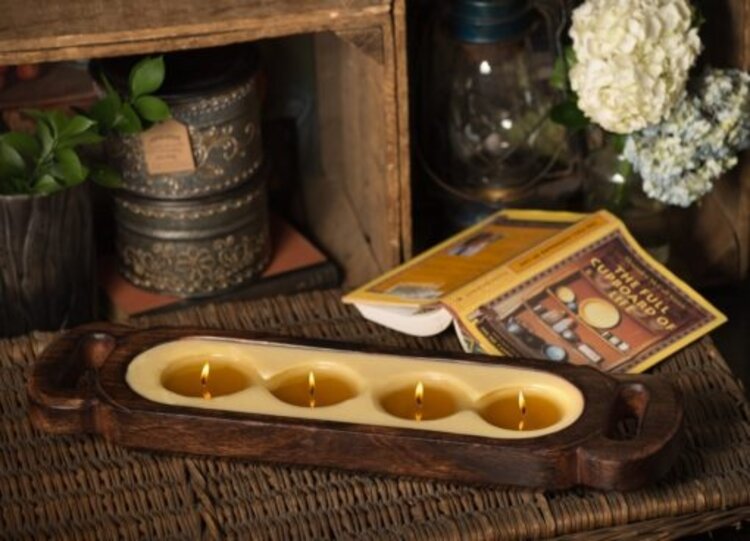 Himalayan Trading Post Wooden Candle Tray Med Tobacco Bark